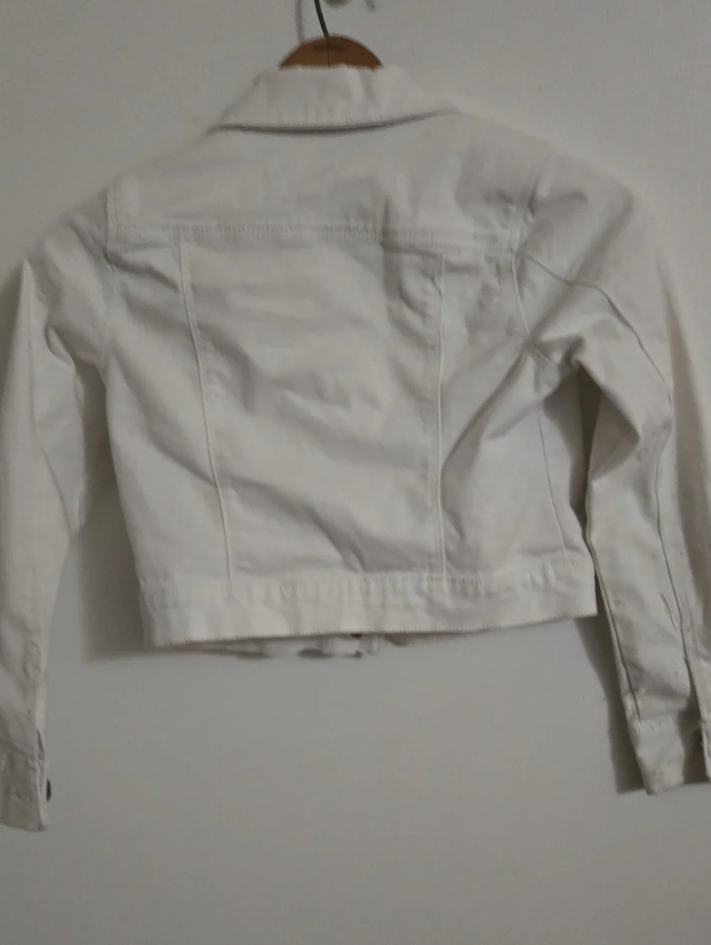 Girls Crop White Denim Jacket - Classic Button Front